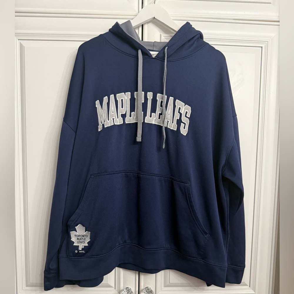 NHL Toronto Maple Leafs Men's 2XL Navy Hoodie w/Embroidered Logo Kanga Pouch
